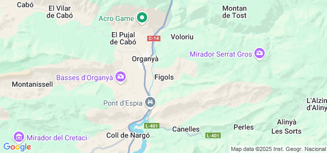 Mapa de Fígols i Alinyà